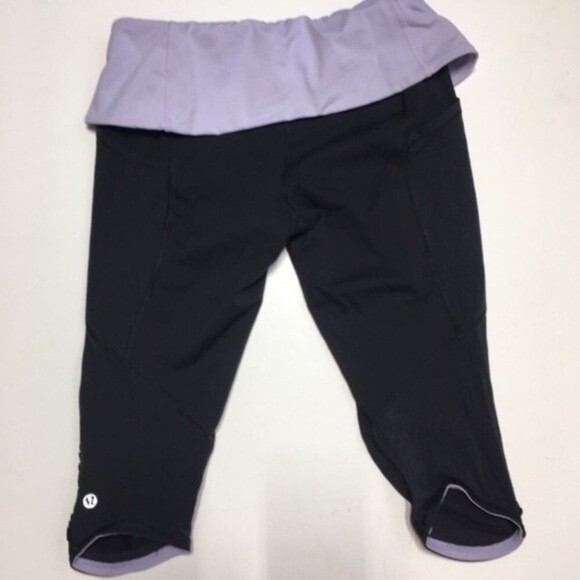 Lululemon Nothing To Hide Crop Black And Lilac 6 - Picture 4 of 8